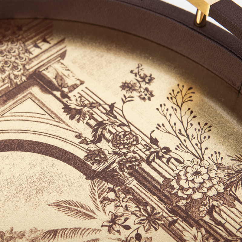 GOLD FOIL PAINTING ROUND FISH ROE PU TRAY