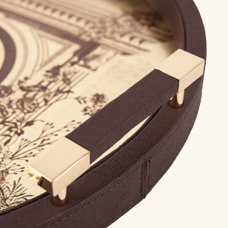 GOLD FOIL PAINTING ROUND FISH ROE PU TRAY