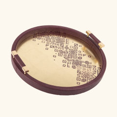 GOLD FOIL PAINTING ROUND FISH ROE PU TRAY