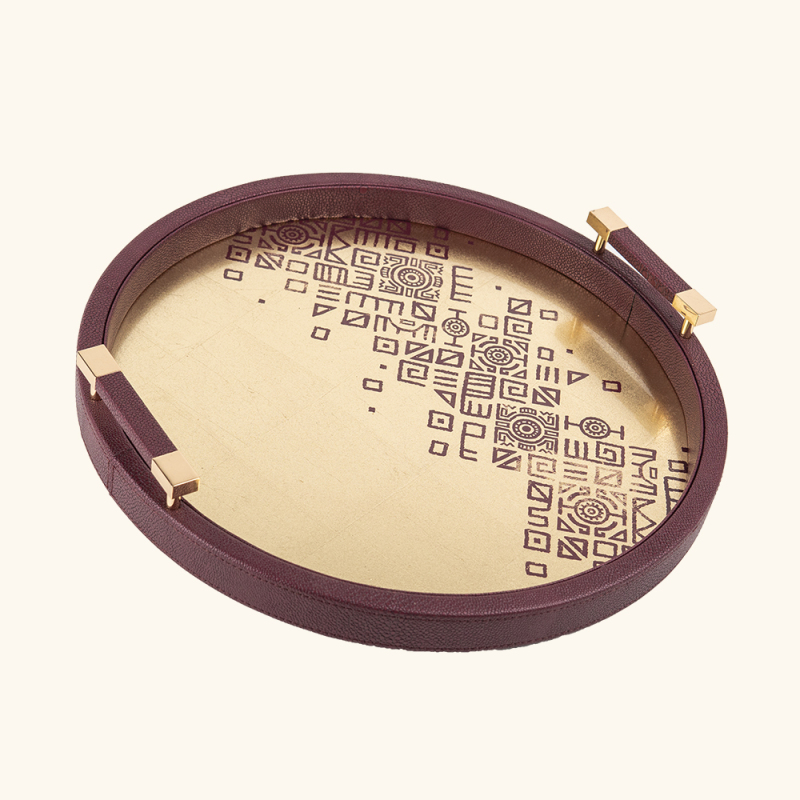 GOLD FOIL PAINTING ROUND FISH ROE PU TRAY