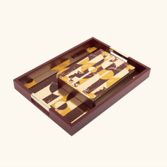 GOLD FOIL  MATT PAINTING WOODEN TRAY SET
