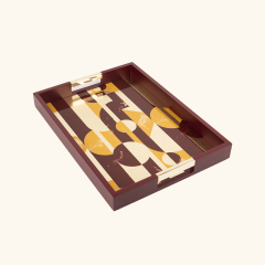 GOLD FOIL  MATT PAINTING WOODEN TRAY SET