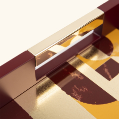 GOLD FOIL  MATT PAINTING WOODEN TRAY SET