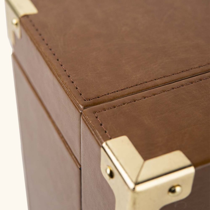 TOP AND FRONT OPEN PU LEATHER PERFUME BOX WITH GOLDEN LOCK