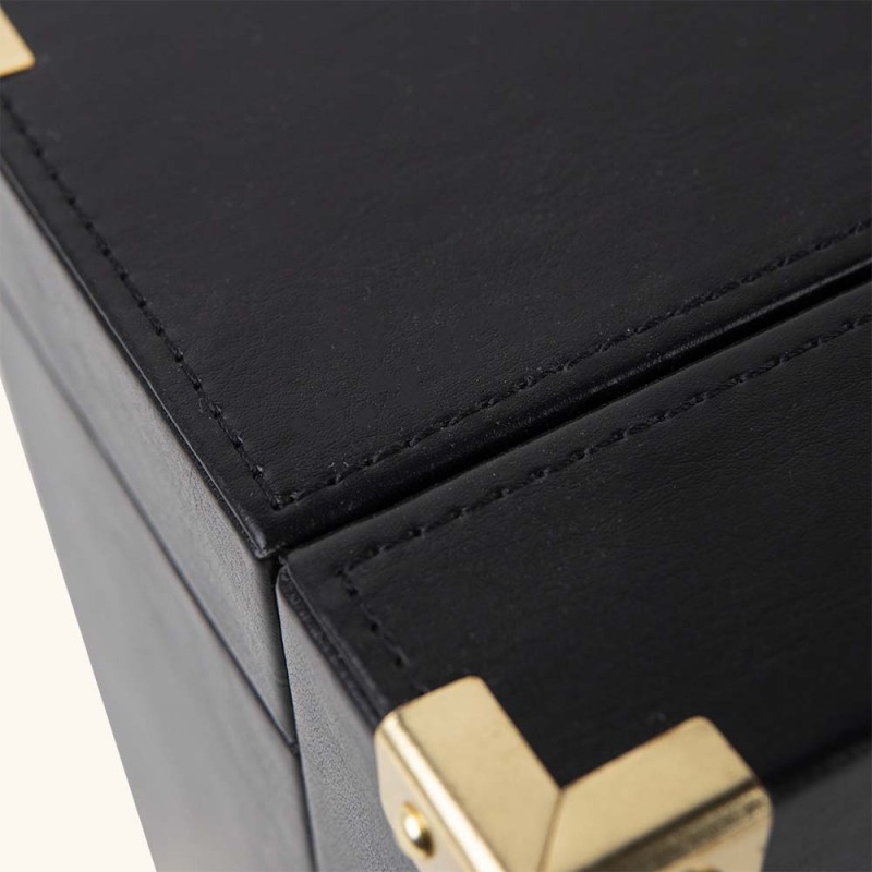 TOP AND FRONT OPEN PU LEATHER PERFUME BOX WITH GOLDEN LOCK