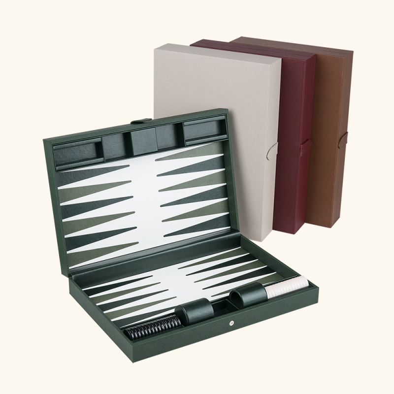 BACKGAMMON LEATHER BOX SET