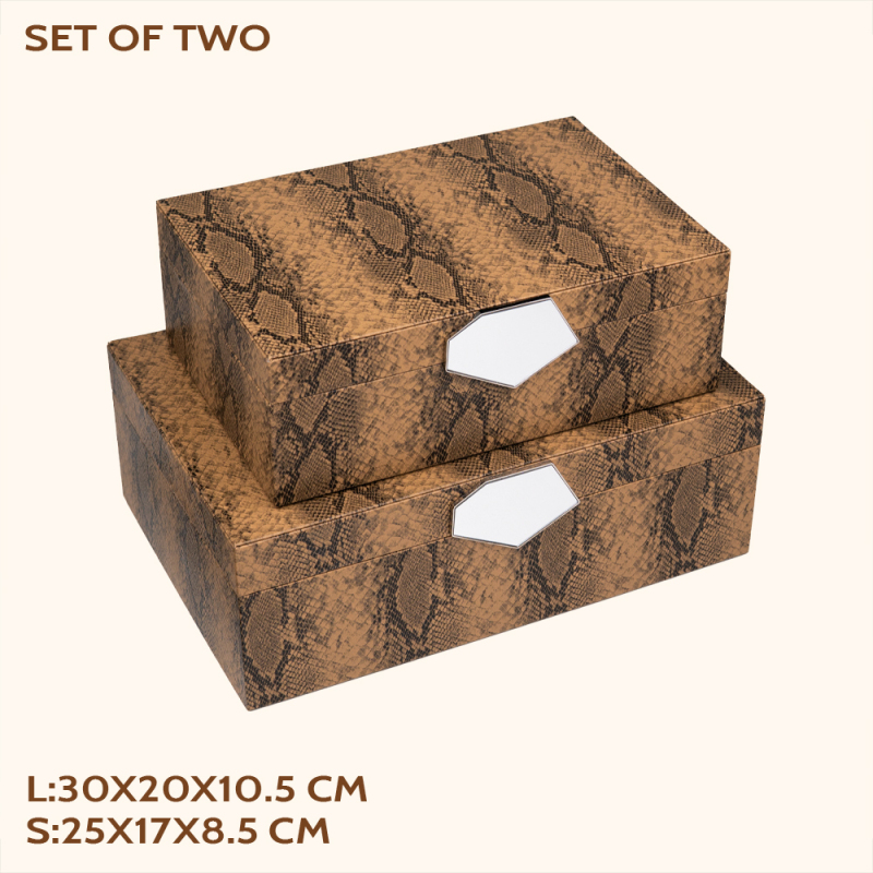 SNAKESKIN PU LEATHER BOX TWO PIECE SET