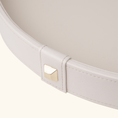 PANA LEATHER ROUND TRAY-TWO PIECE SET