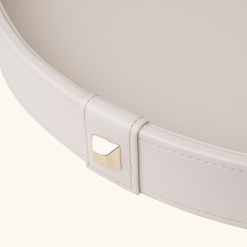 PANA LEATHER ROUND TRAY-TWO PIECE SET