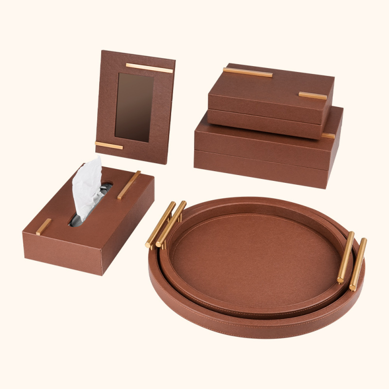 Leather Box Tray Set