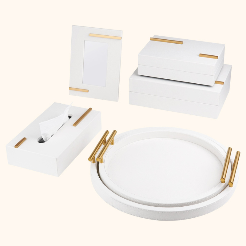 Leather Box Tray Set