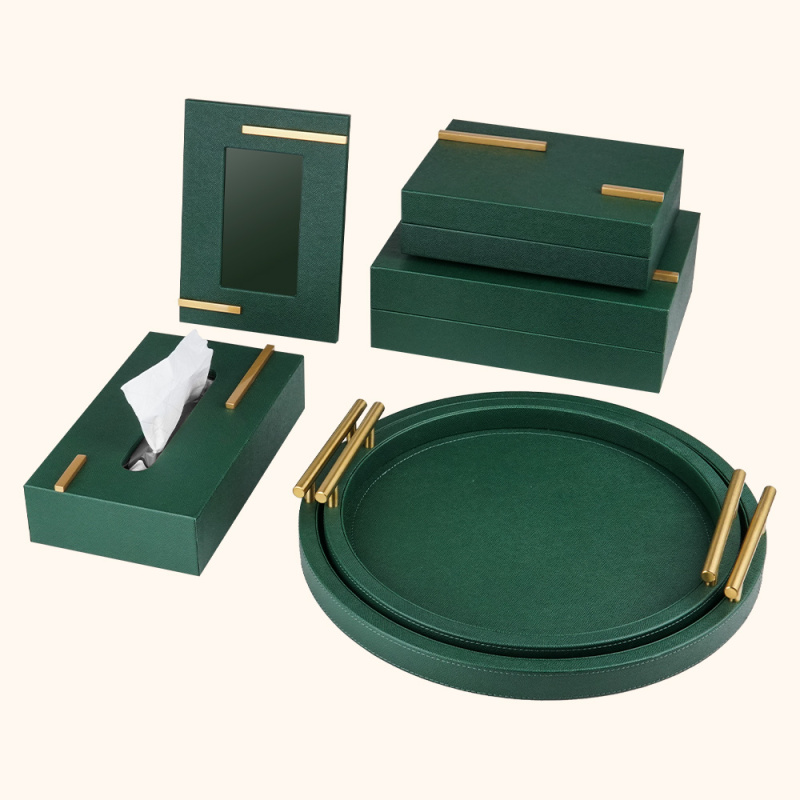 Leather Box Tray Set