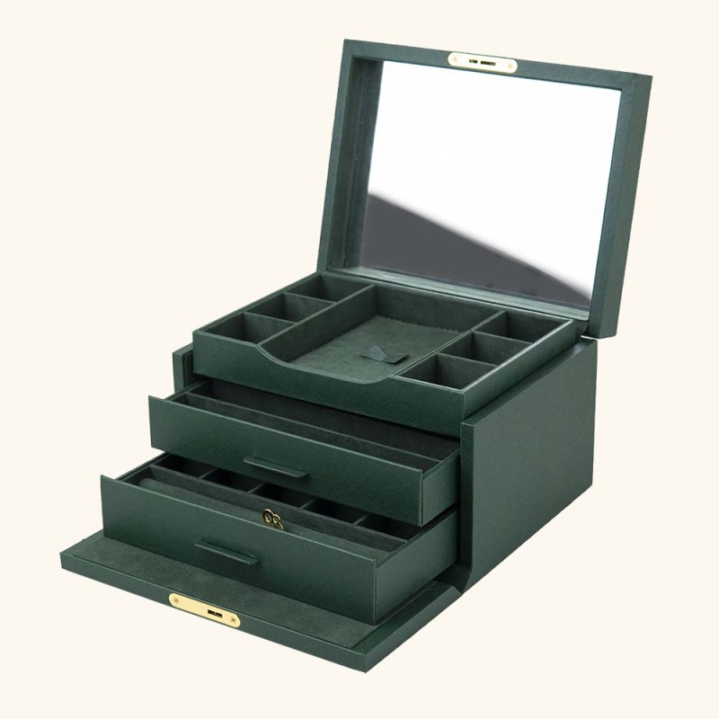 Cross-Pattern Drawer Jewelry Box