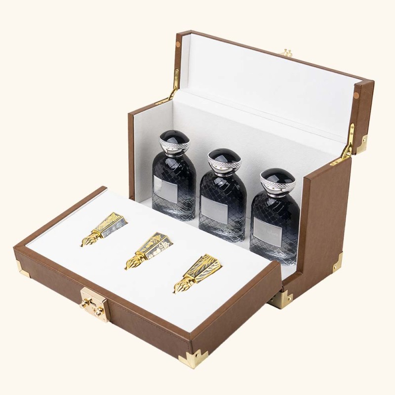 Top-flap leather perfume case