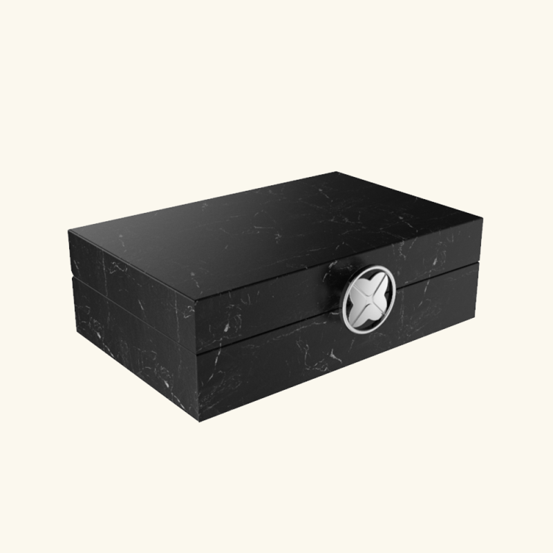 Wooden Box with Metal Patterned Handle