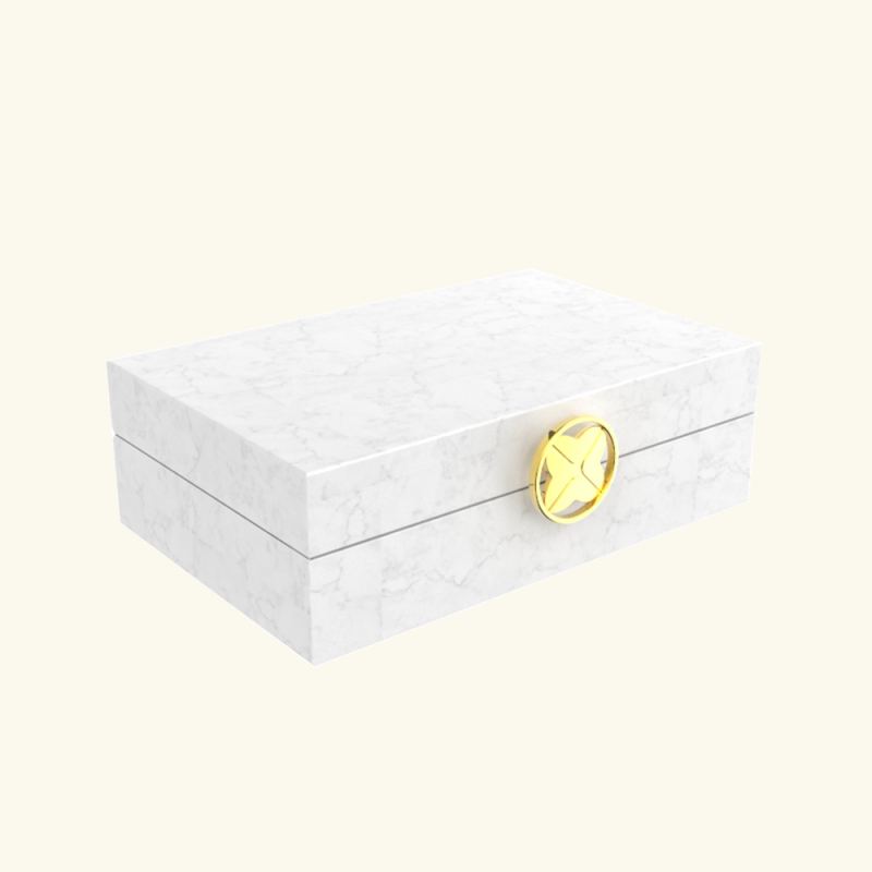 Wooden Box with Metal Patterned Handle