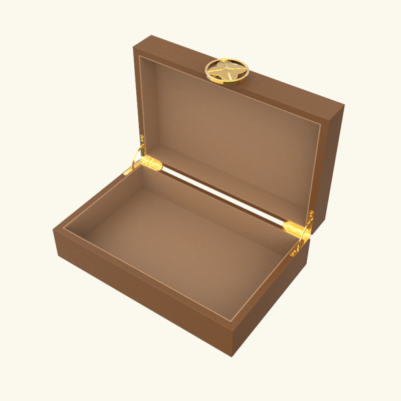 Wooden Box with Metal Patterned Handle