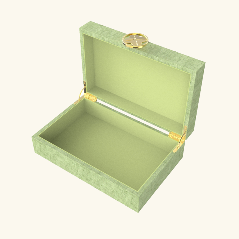 Wooden Box with Metal Patterned Handle