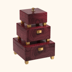 Wood-grain metal base jewelry box