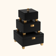 Wood-grain metal base jewelry box