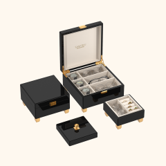 Wood-grain metal base jewelry box