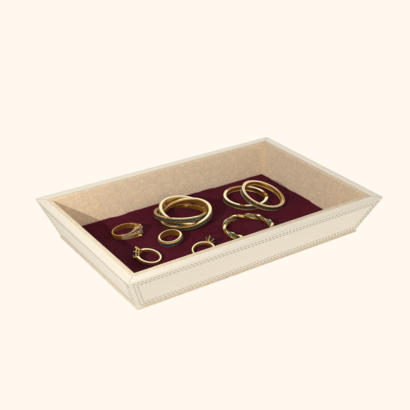 Leather Velvet Stitching Jewelry Box