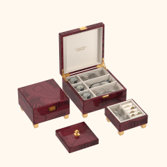 Wood-grain metal base jewelry box