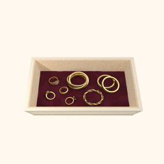 Leather Velvet Stitching Jewelry Box