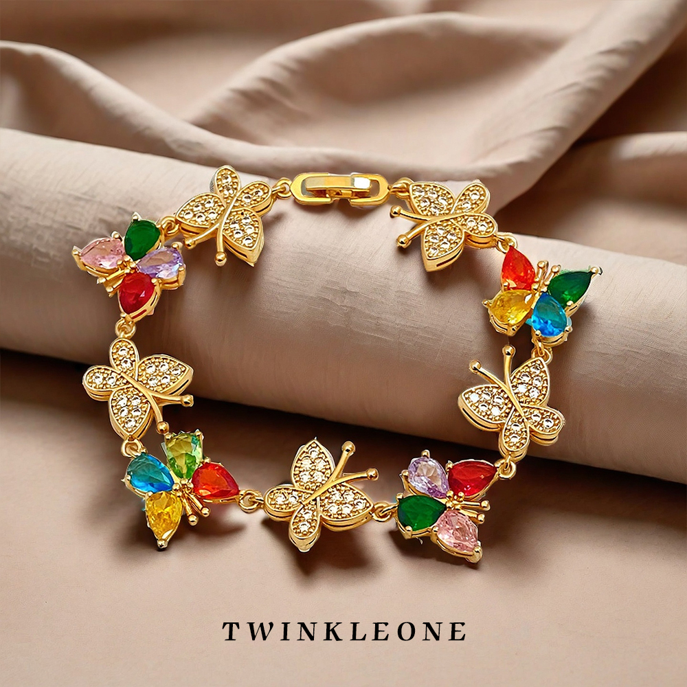 TWINKLE ONE Colorful Butterfly Zircon Handmade Bracelet