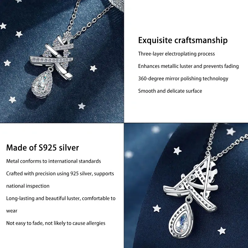 Christmas Tree Necklace, S925 Sterling Silver, Teardrop Pendant, Tassel Design, Christmas Gift