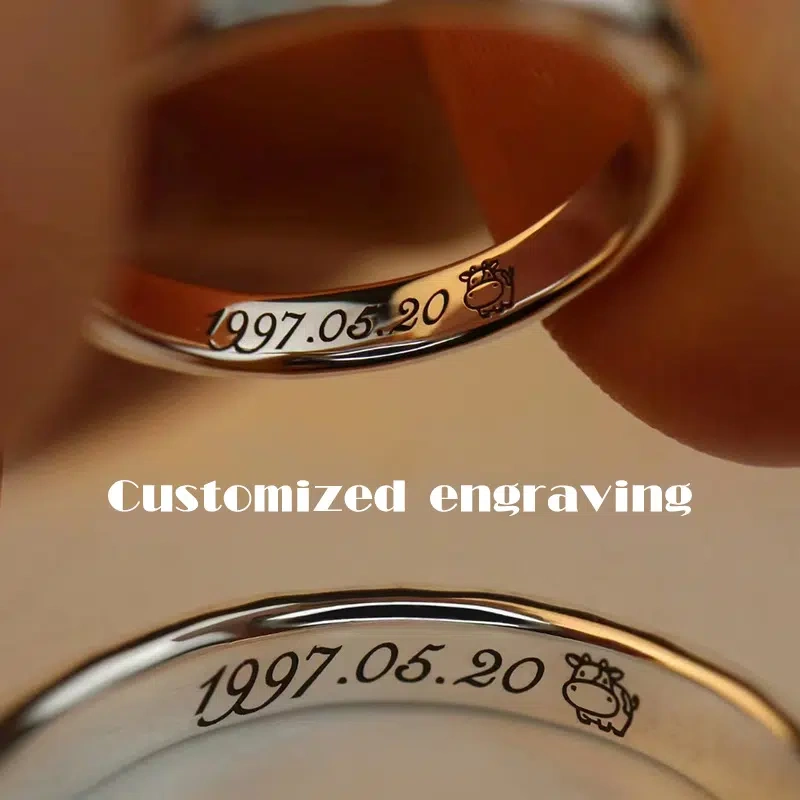 True Love Vow Wedding Rings, S925 Silver, Custom Engraving, Proposal & Engagement
