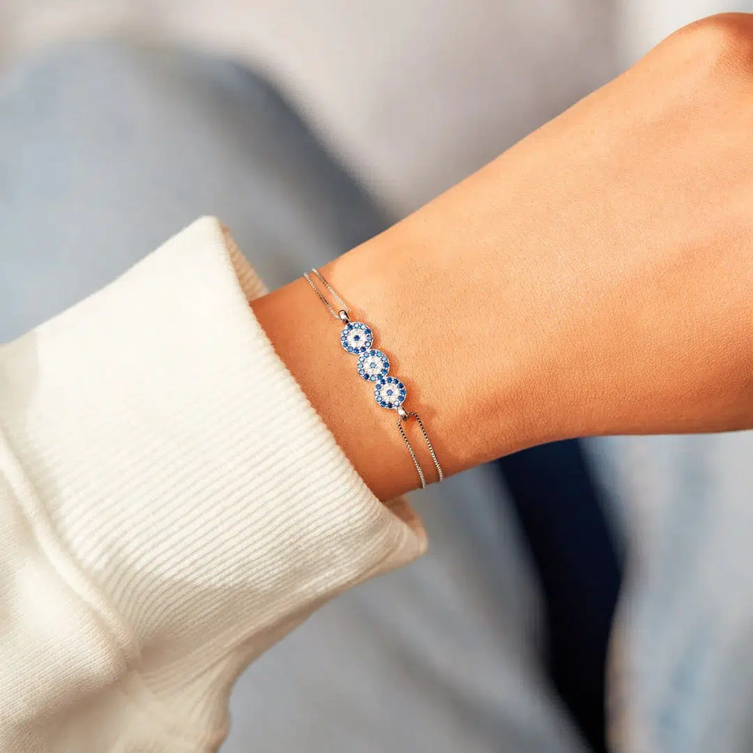 Magic Eye Lucky Charm Bracelet, S925 Sterling Silver, Simple Stylish