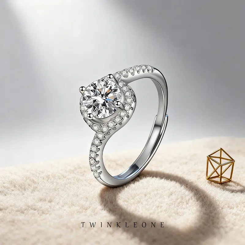 1-Carat Moissanite Angel Eye Ring, S925 Sterling Silver, High-End Open Ring