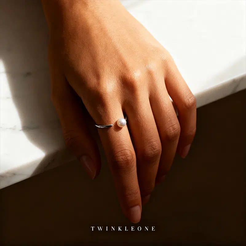 Natural Pearl Open Ring, S925 Sterling Silver, Elegant Women's Thin Ring, Birthday Gift