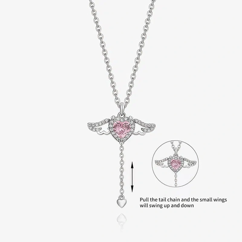 Heart-Fluttering Moving Wings Necklace, S925 Silver Women's Clavicle Chain, Valentine's Day Gift
