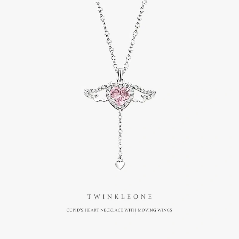 Heart-Fluttering Moving Wings Necklace, S925 Silver Women's Clavicle Chain, Valentine's Day Gift