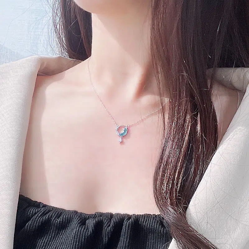 Star and Moon Necklace, S925 Sterling Silver, Niche Design, Women's Clavicle Chain
