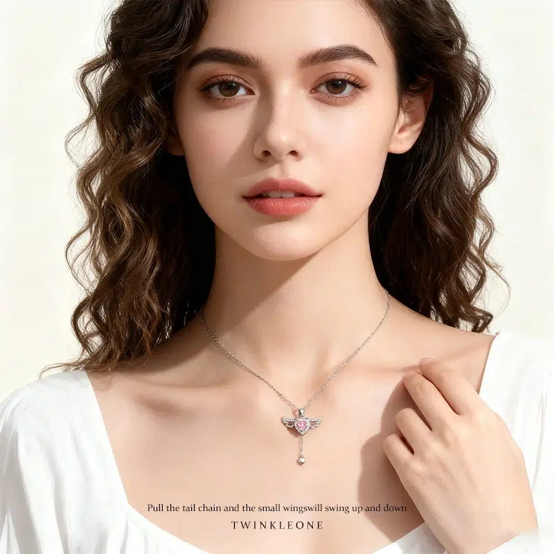 Heart-Fluttering Moving Wings Necklace, S925 Silver Women's Clavicle Chain, Valentine's Day Gift