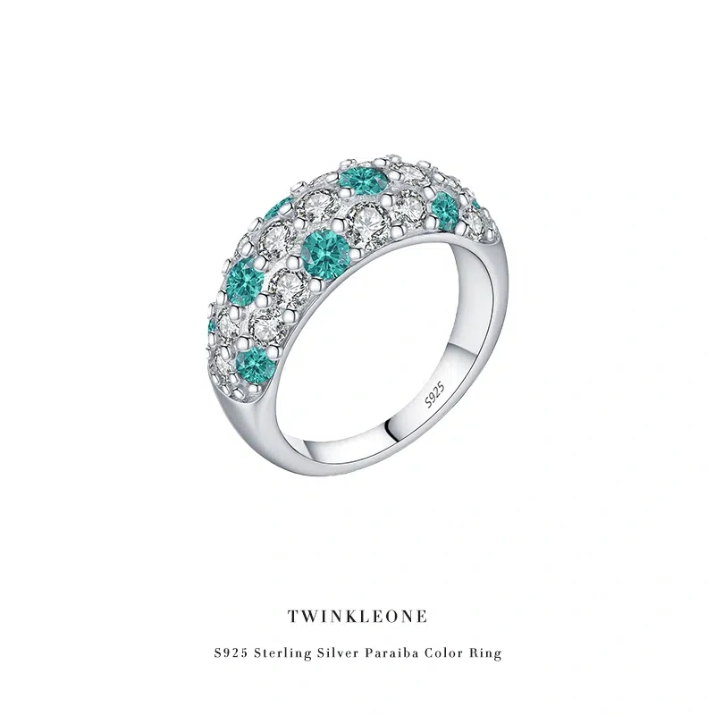 Hepburn-Era Elegance Ring, S925 Silver Diamond & Aqua Zircon, Timeless Luxury