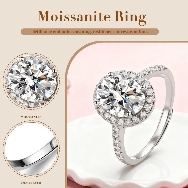 Fearless Spirit Moissanite Ring | 1-Carat Pigeon Egg Open Ring in 925 Silver