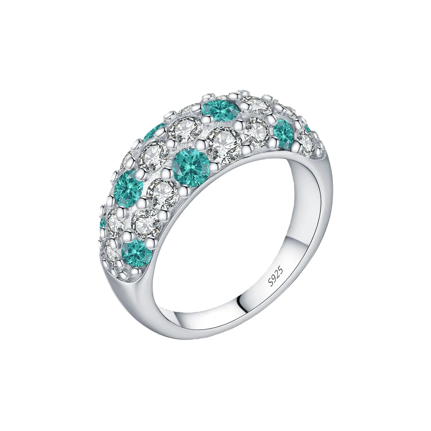 Hepburn-Era Elegance Ring, S925 Silver Diamond & Aqua Zircon, Timeless Luxury