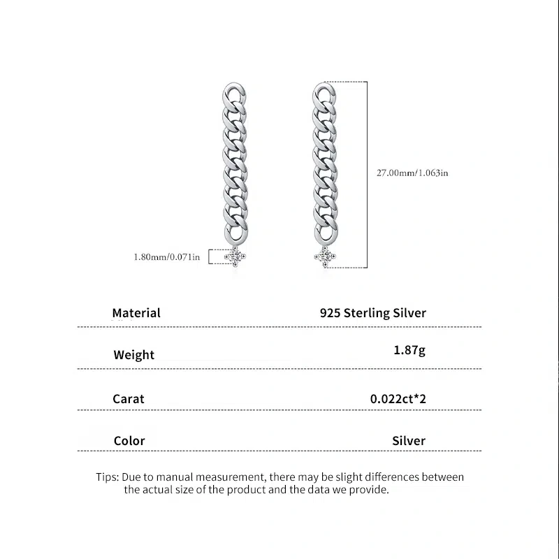 Moissanite Stud Earrings 925 Silver | Interwoven Chain for Unbreakable Bonds
