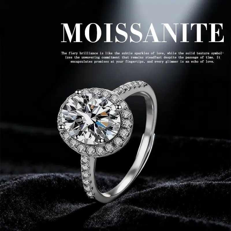 Fearless Spirit Moissanite Ring | 1-Carat Pigeon Egg Open Ring in 925 Silver