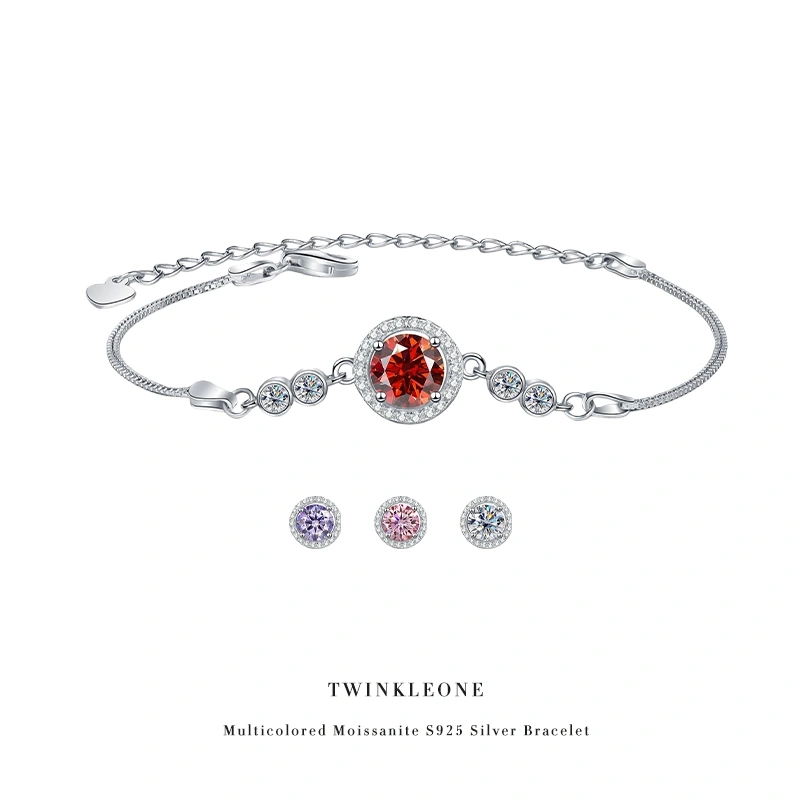 Shimmering Moissanite  Bracelet - 925 Silver, Nickel-Free, Three-Stone Design