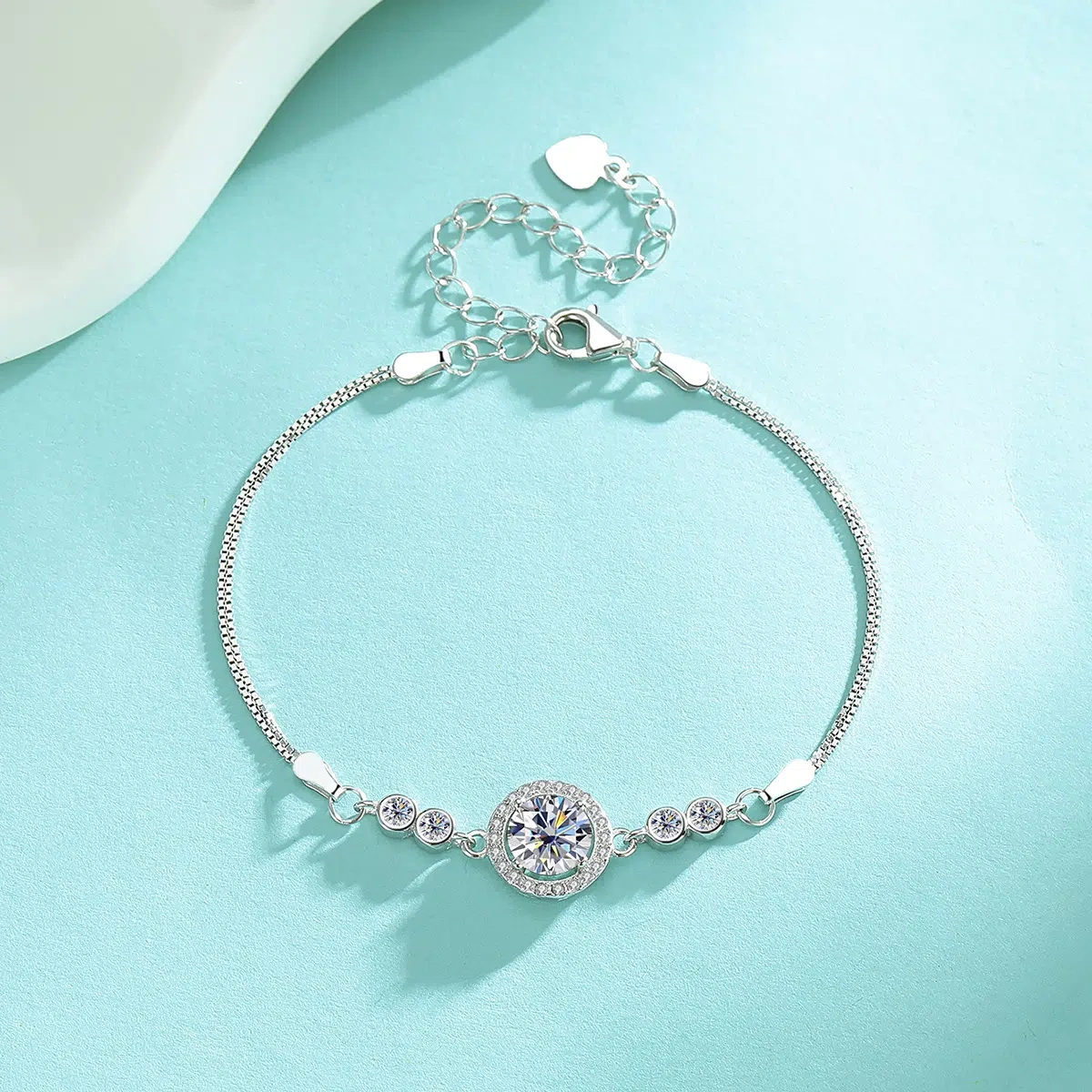 Shimmering Moissanite  Bracelet - 925 Silver, Nickel-Free, Three-Stone Design