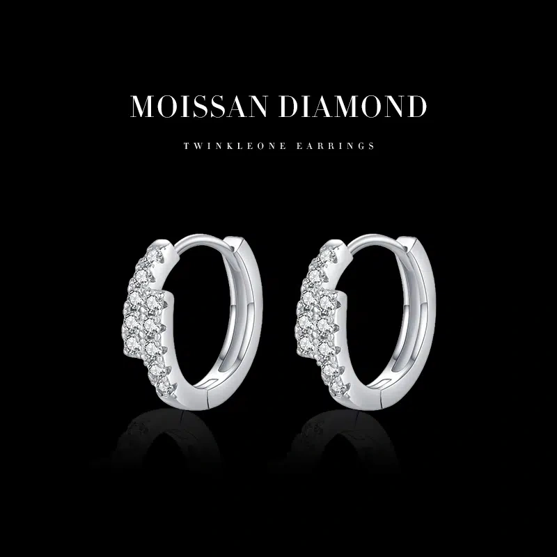 Sparkling Moissanite Hoop Earrings 925 Silver |  Nickel-Free Hoops​