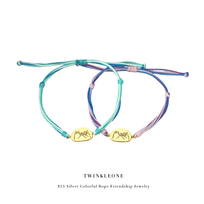 Pinky Promise Bracelet 925 Silver | Colorful Rope Friendship Jewelry, Nickel-Free