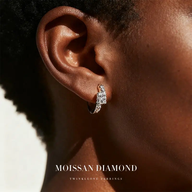 Sparkling Moissanite Hoop Earrings 925 Silver |  Nickel-Free Hoops​