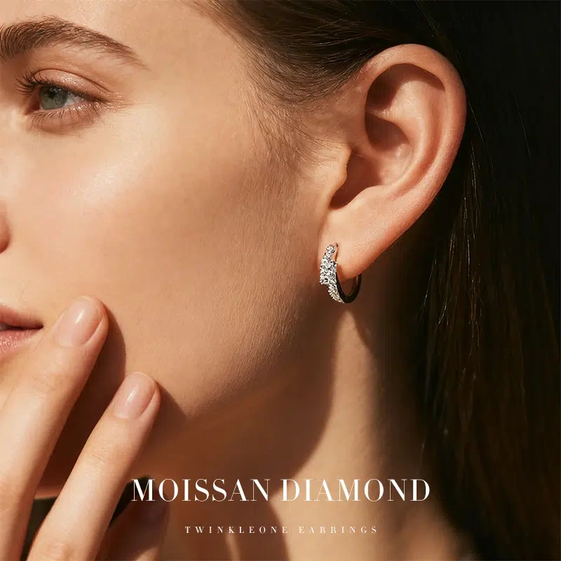 Sparkling Moissanite Hoop Earrings 925 Silver |  Nickel-Free Hoops​