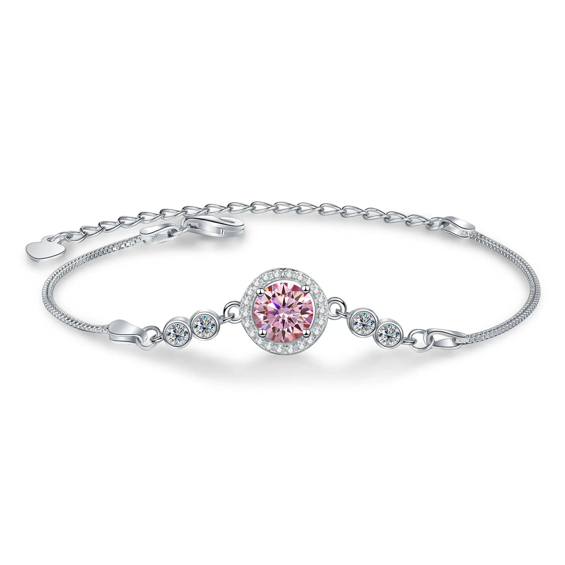 Shimmering Moissanite  Bracelet - 925 Silver, Nickel-Free, Three-Stone Design